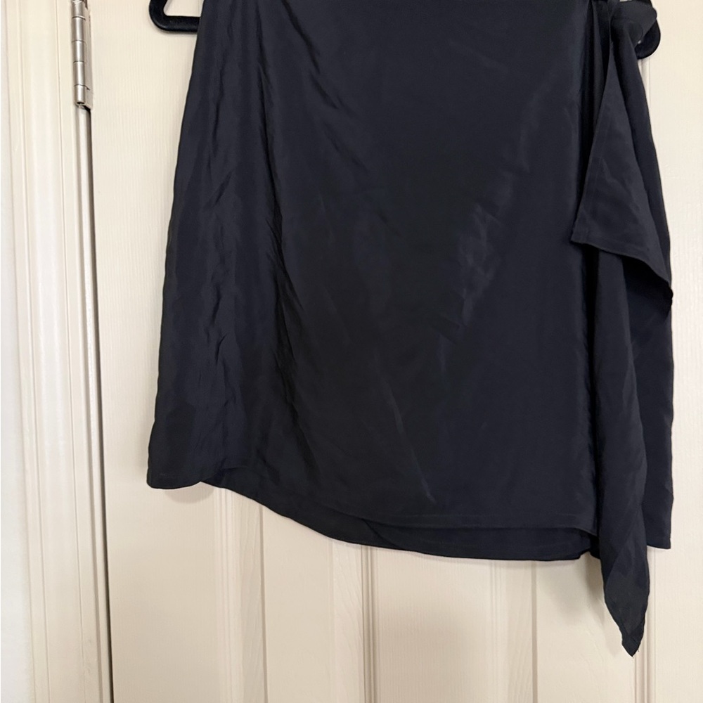 Liza Bruce / England Vintage Black Mini Wrap Skirt Swim Skirt Size L Silk Resort - Picture 4 of 6